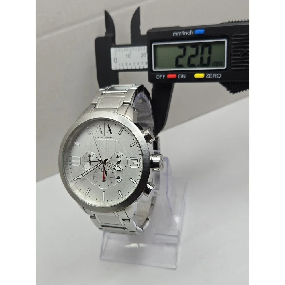 Armani Exchange Mens Chronograph 48mm Stainless Steel Date Watch New Battery